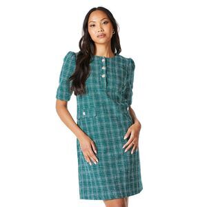 Principles Womens/Ladies Bouclé Button Detail Shift Dress / Green